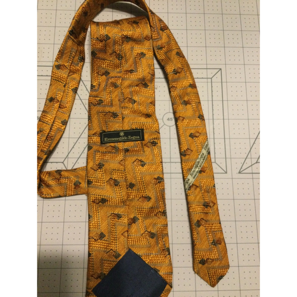 Men's Ermenegildo Zegna Necktie One Size Gold Brown - Picture 2 of 2